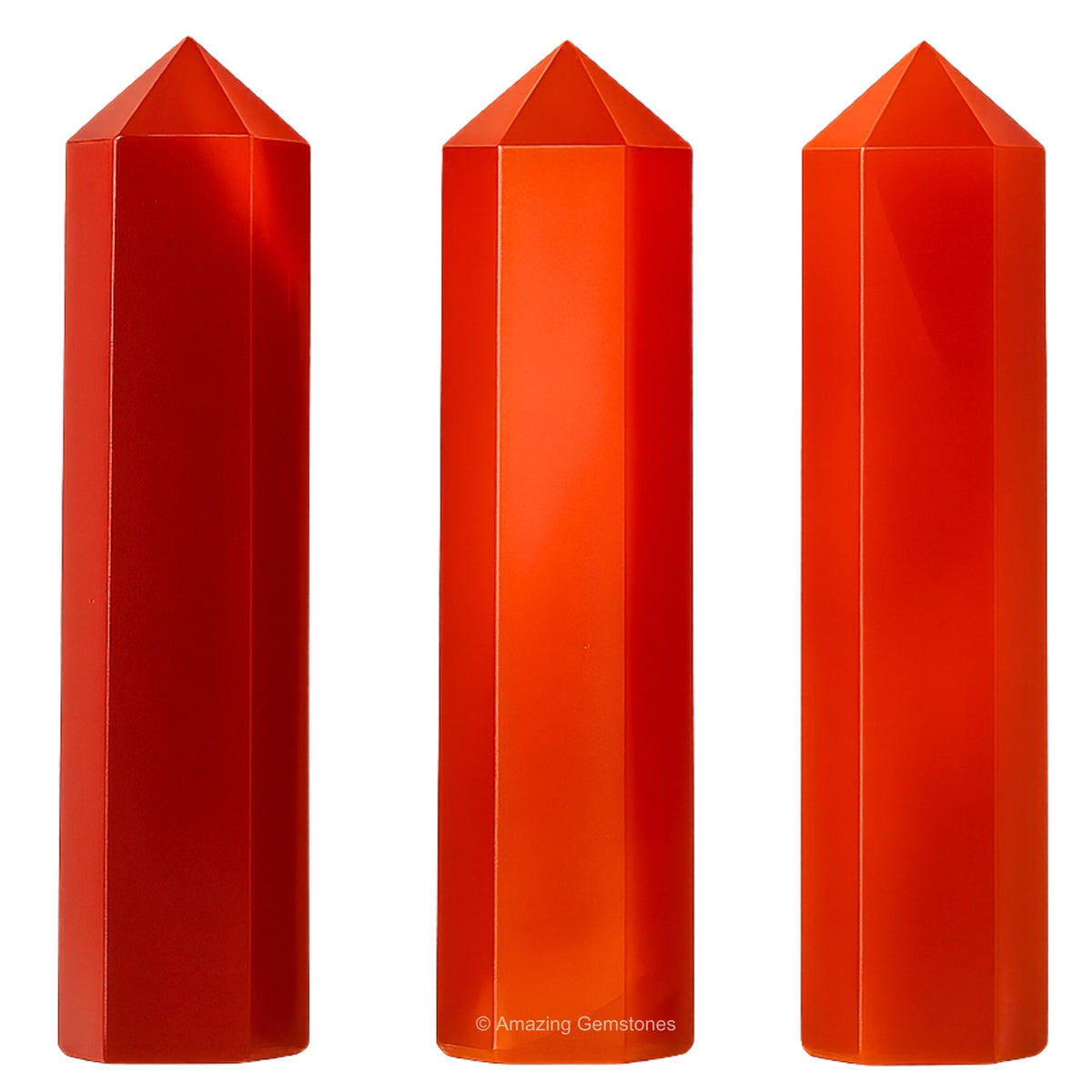 Amazing Gemstone Red Onyx Crystal Points Bulk Healing Crystals - Pack of 3 Single Terminated Healing Wand Point Bulk Crystals for Crafts, Crystal Grid, DIY Work - Premium Crystals for Beginners Gifts