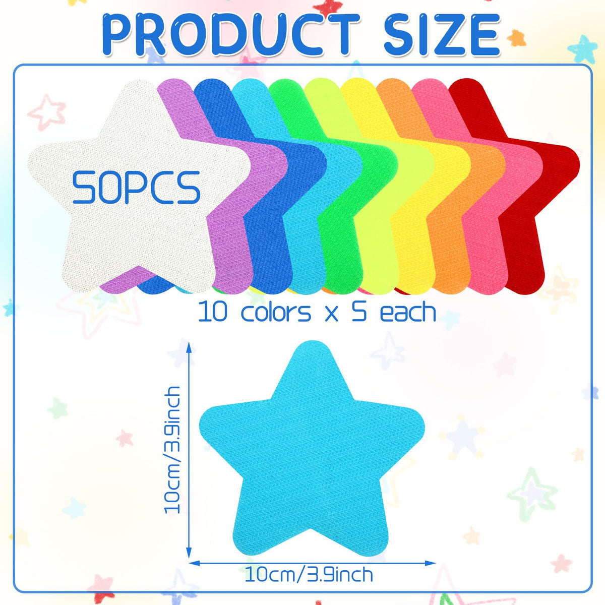 DTOFOOT 50Pcs Star Carpet Spot Markers, 4 Inch Carpet Spots for Classroom Floor Dots Rug Star Shape Marker Dots for Classroom Decoration School Teacher Supplies Yoga Gym Agility Training Activities