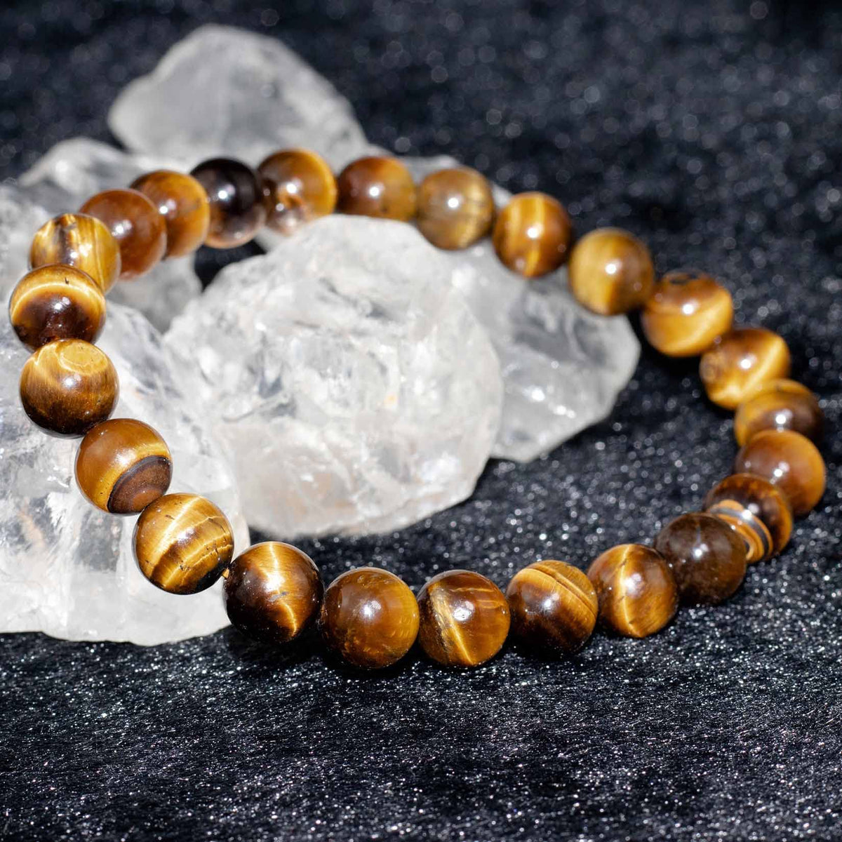DAZCOLO 8mm Natural Gemstone Stretch Bracelet, Handmade Unisex Crystal Bracelets for Meditation, Yoga, Spiritual Healing & Positive Energy (Golden Tiger Eye)