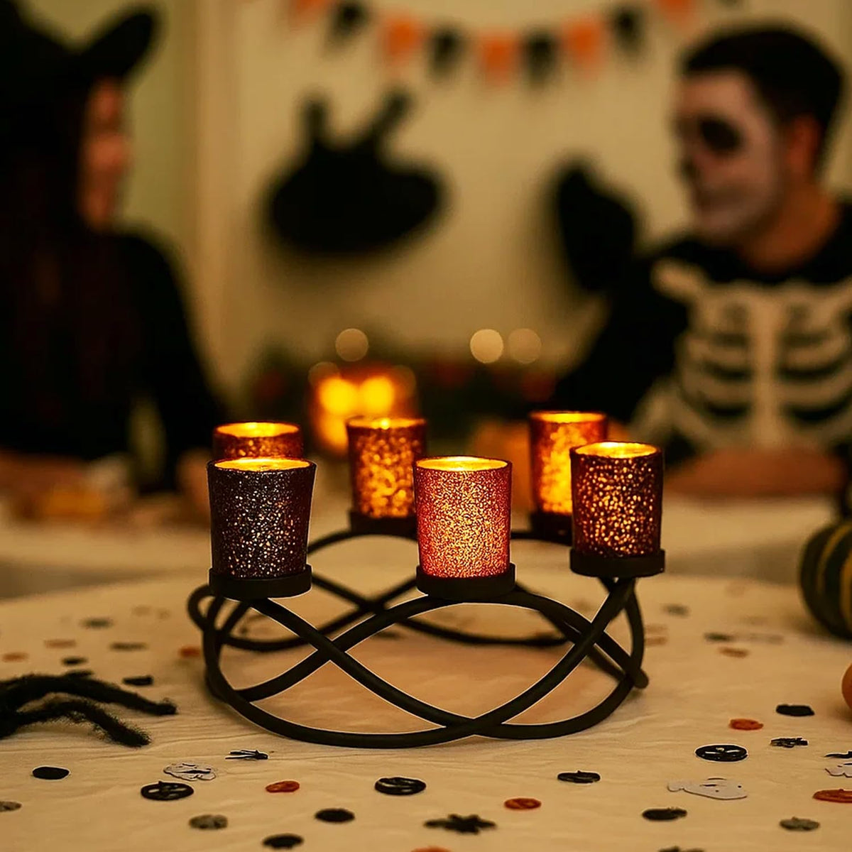 Seraphic Halloween Decorations for Indoor Table Centerpieces, Orange/Black