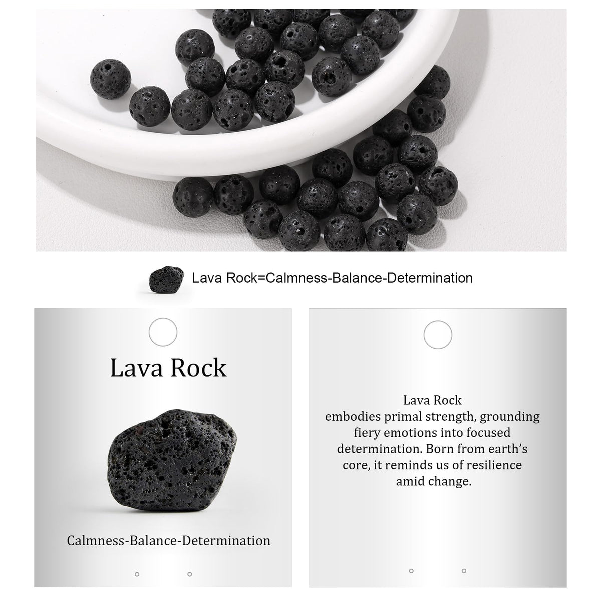 Vinswet 90pcs 4mm Lava Rock Natural Stone Beads Round Genuine Real Stone Beading Loose Gemstones DIY Smooth Bead for Bracelet Necklace Earrings Jewelry Making