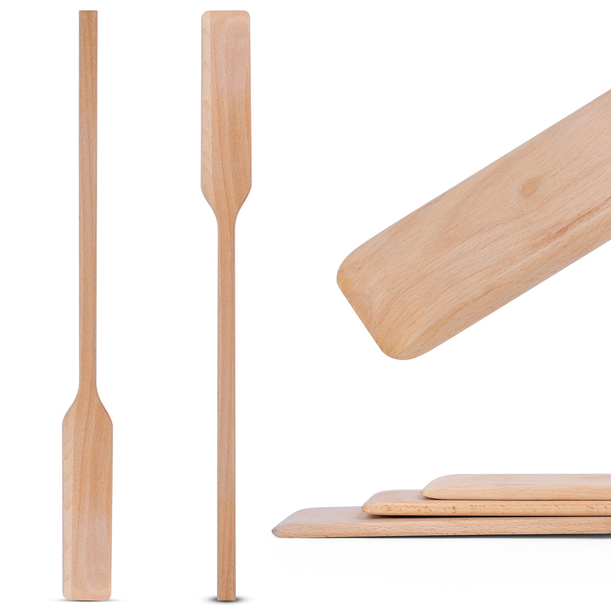 Flat Wooden Spatula for Cooking - 24" Long Wooden Stirring Paddle for Cooking, Mixing, Brewing in Big Stock Pots, Hand-Held Beech Wood Pot Stirrer Wooden Spoon for Kitchen