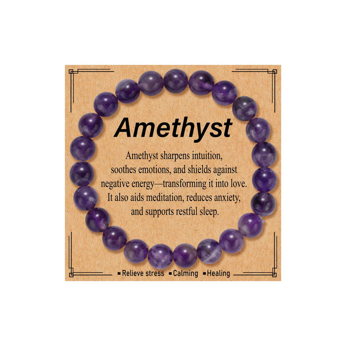 Kenailw Amethyst Beaded Bracelet for Women, Natural Purple Crystal Bracelet Healing Anxiety Protection Birthday Jewelry Gifts for Her Daughter Mom Best Friend Bestie