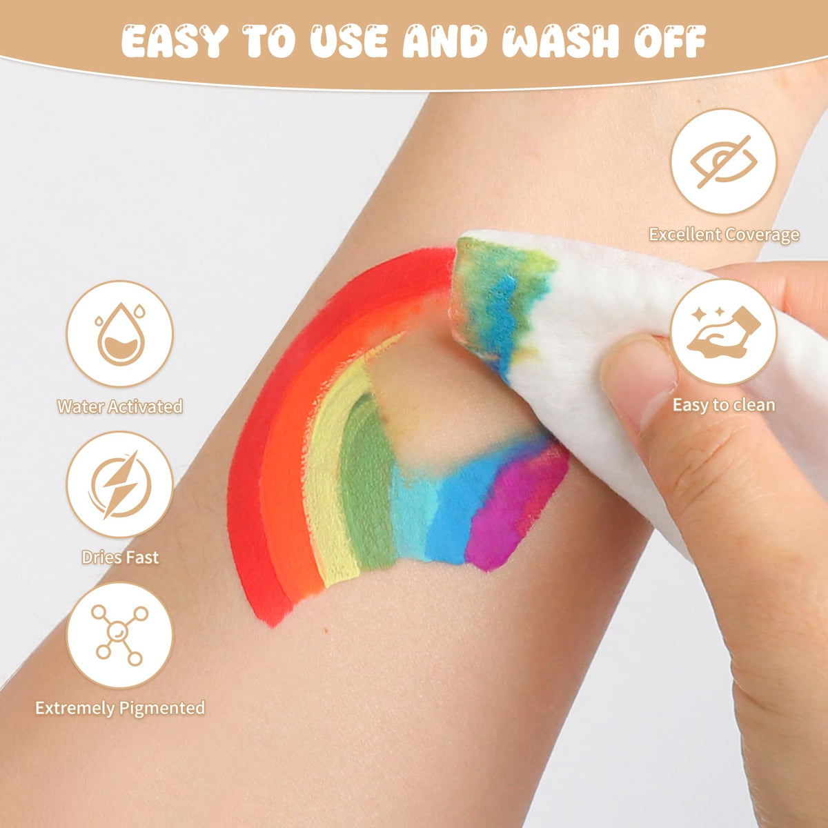 Pintada 54 Color Face Painting Kit for Kids - Non Toxic Water Activated Face Paint Palette with Stencils, Brushes, Gems & Book. For Halloween, Carnival, Party; Costume Makeup for Creative Activities
