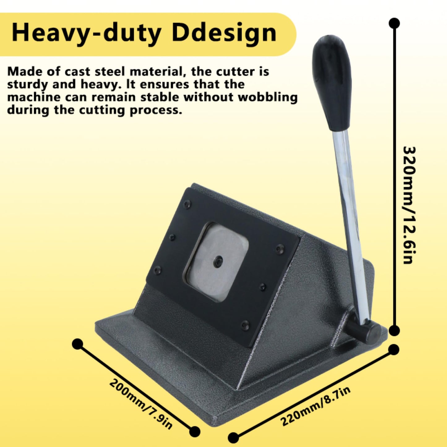 DCBADGE Pin Button Paper Cutter,Manual Square Paper Cutter Tool, Graphic Punch Die Cutter,for Button Maker Machine. (61mm Square Cutter, Cut for 50mm)