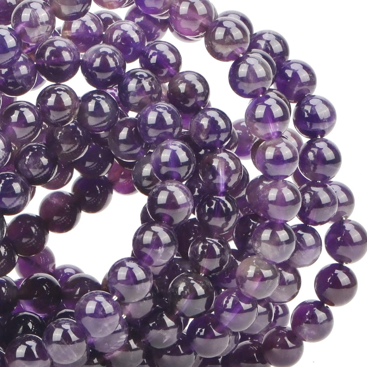 100Pcs Natural Crystal Beads Stone Gemstone Round Loose Energy Healing Beads with Free Crystal Stretch Cord for Jewelry Making (Amethyst, 8MM)
