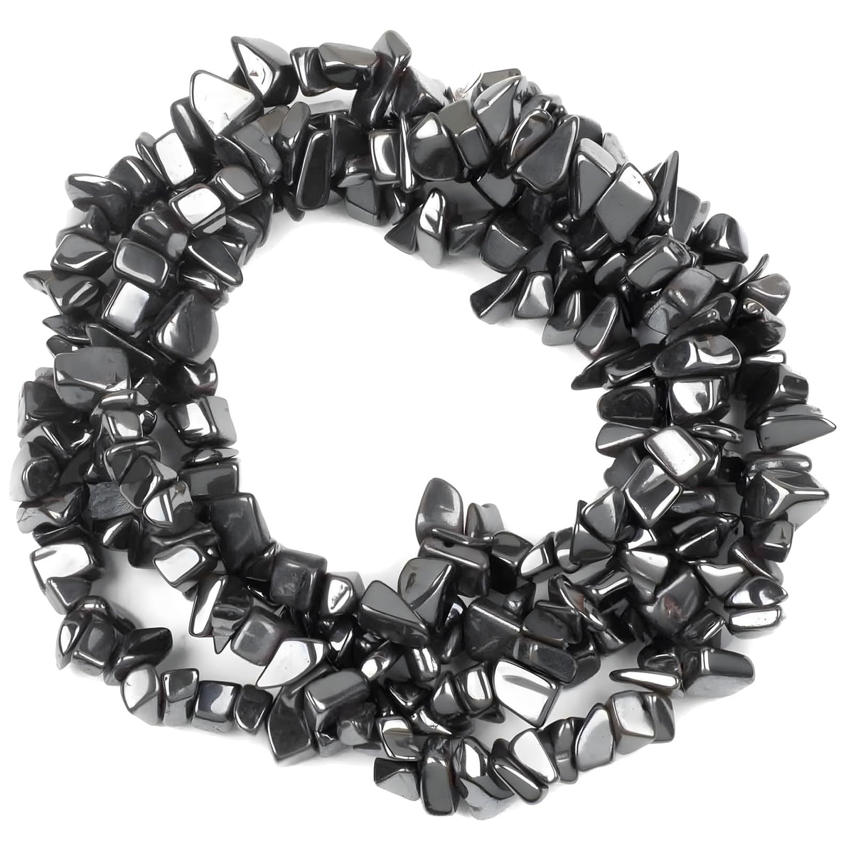 HAAMIIQII 5-8mm Natural Black Hematite Chips Beads - Genuine Real Irregular Freeform Chip Loose Gemstone Energy Healing Beads for Jewelry Making - 30 Inch Strand