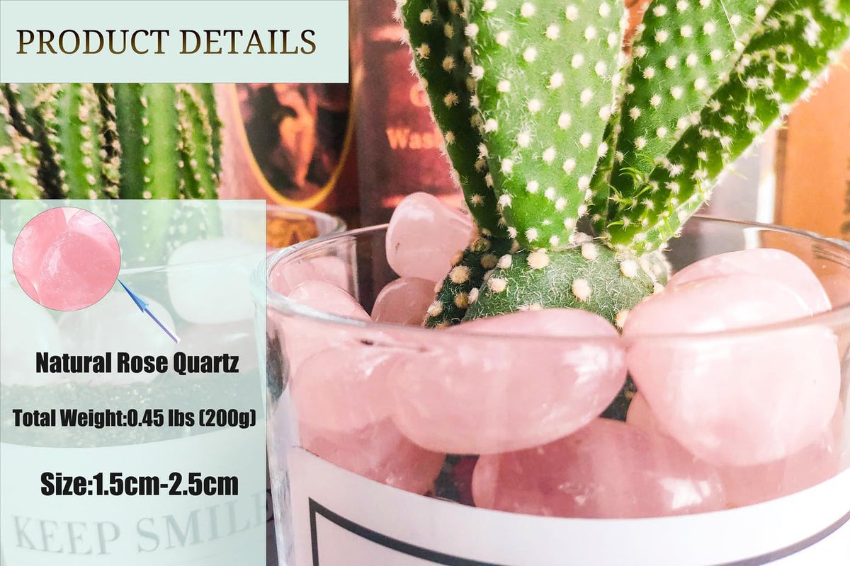 DUQGUHO Rose Quartz Healing Crystals Stones Set Natural Bulk Crystals Tumbled Polished Irregular Crystal Stones Bulk Rocks 0.45 lbs