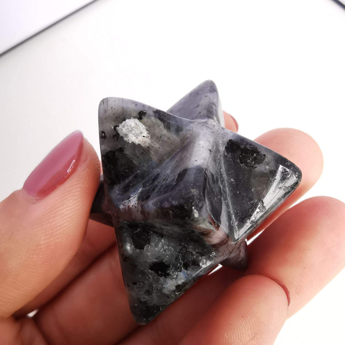 Loveliome Natural Labradorite Merkaba Crystal Protection Sacred Meditation Energy Generator Healing Chakra Six-Pointed Star 1 Inch