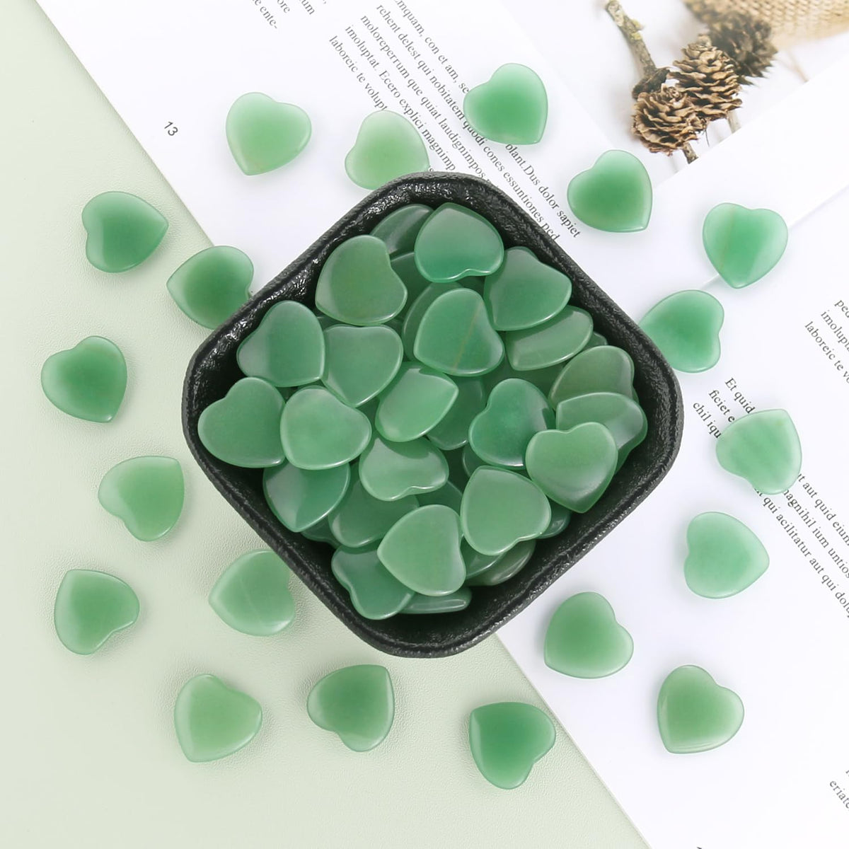 Namzi 20 Packs of Tumbled Polished Natural Green Aventurine Crystals Heart Stones, Crystals and Healing Stones Quartz Bulk for Wicca, Reiki, Healing Energy, Chakra Stones, Witchcraft Supplies