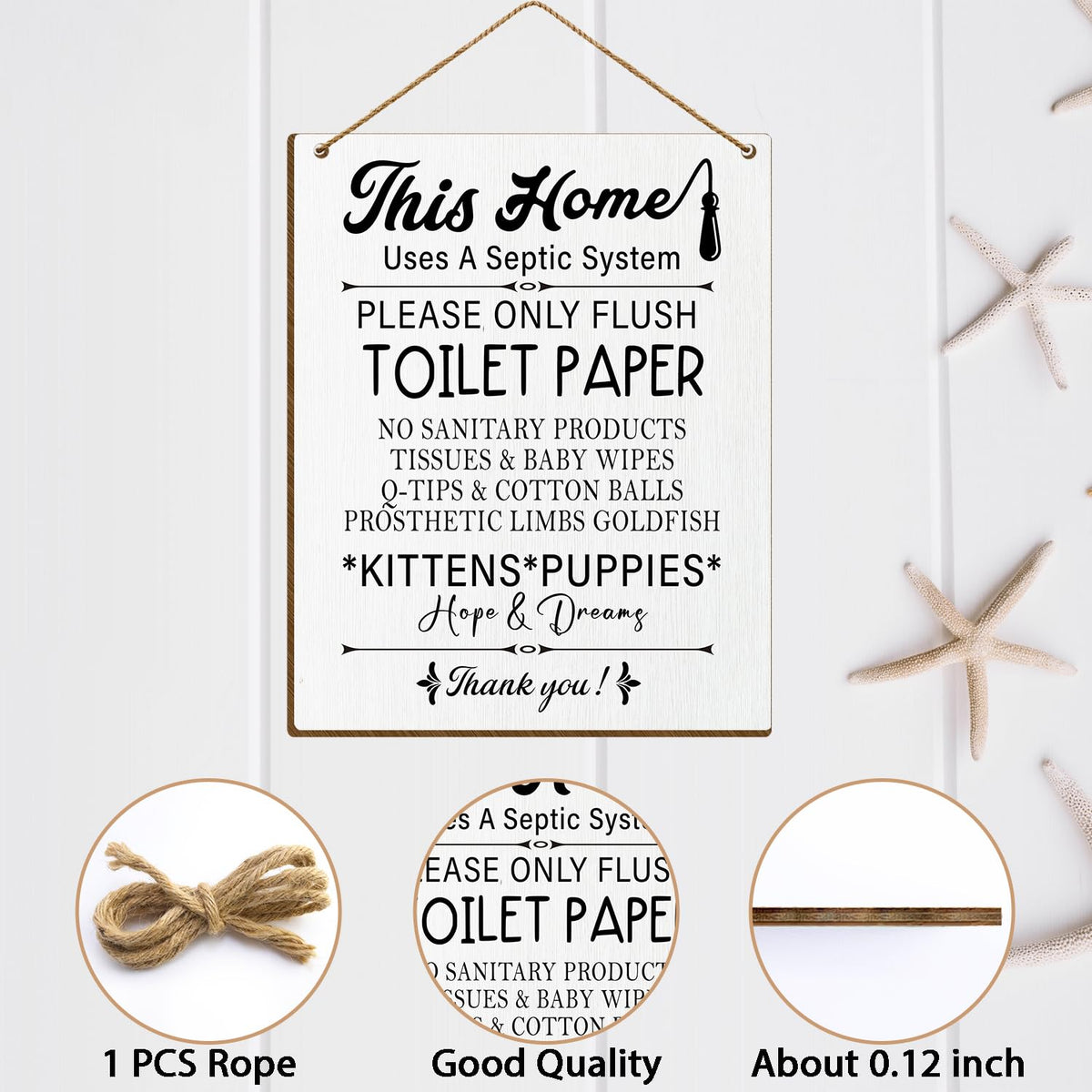 Toilet Wooden Sign, Back of Toilet Decor Septic Sign for Bathroom, Bathroom Wall Art Housewarming Gift for Women Men Coworker Friend-31