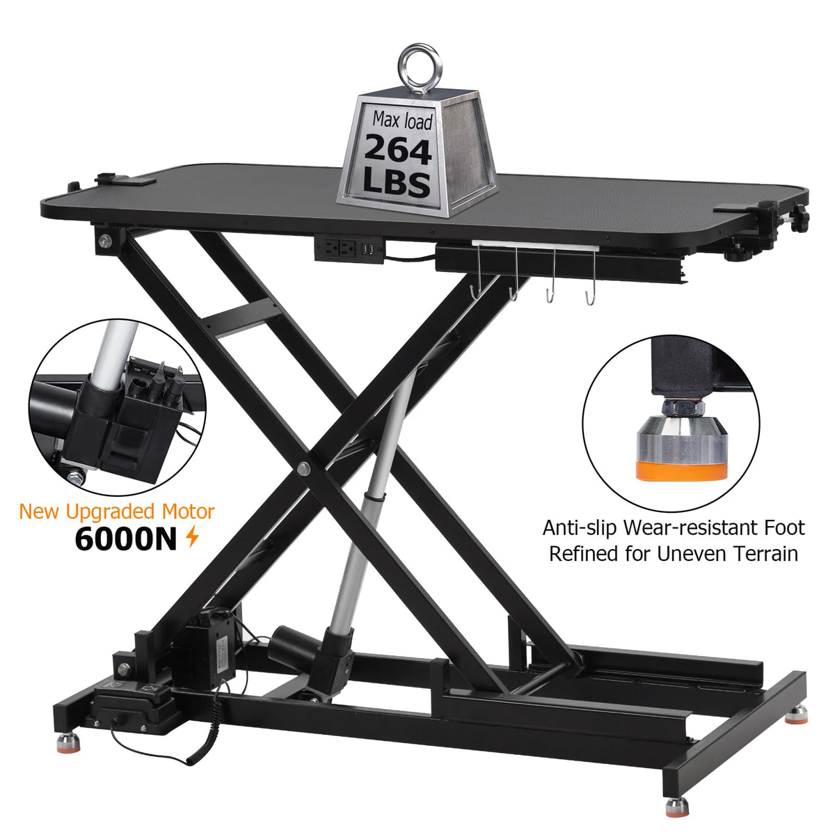 GarveeLife 47” Electric Lift Dog Grooming Table (White), Heavy Duty Electric Grooming Arm Table for Pets & Large Dogs Adjustable Height: 9.4"-39.4" Non-slip Desktop with Gantry Crane Set