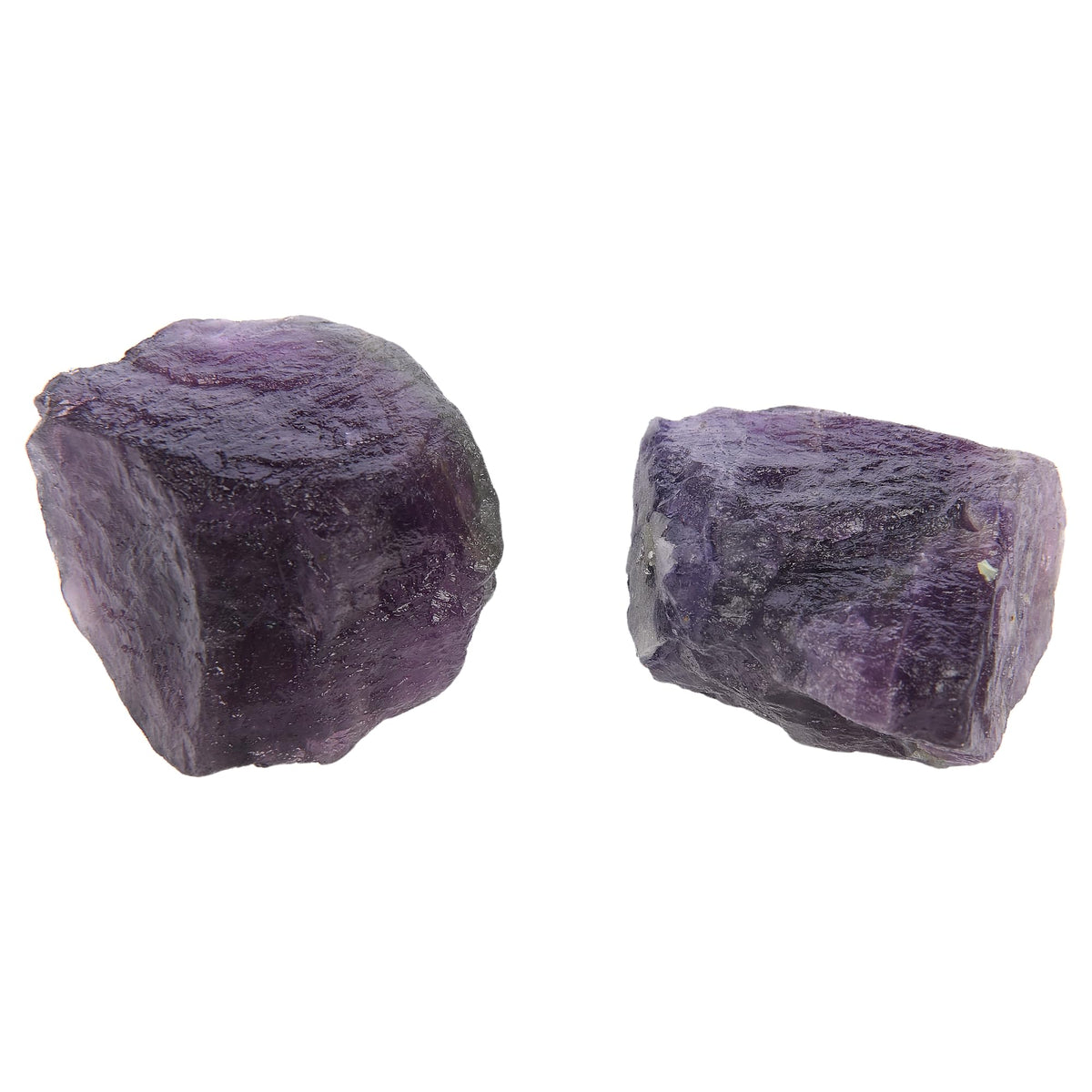ANAYA AGATE Purple Fluorite 2 Pcs Raw Crystals Rough Gemstones w/Authenticity Card, Velvet Pouch - Large 1.25–2.0" Raw Stones for Tumbling, Cabbing, Polishing, Cutting Natural Healing Crystals for Home Decor, DIY Stones