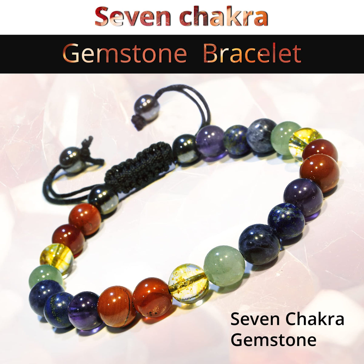 ANAYA AGATE Healing Crystal Bracelet – Chic Gemstone Bracelet for Men and Women – 8mm Round Bead Bracelets for Spiritual Healing, Protection, Positive Energy - Seven Chakra