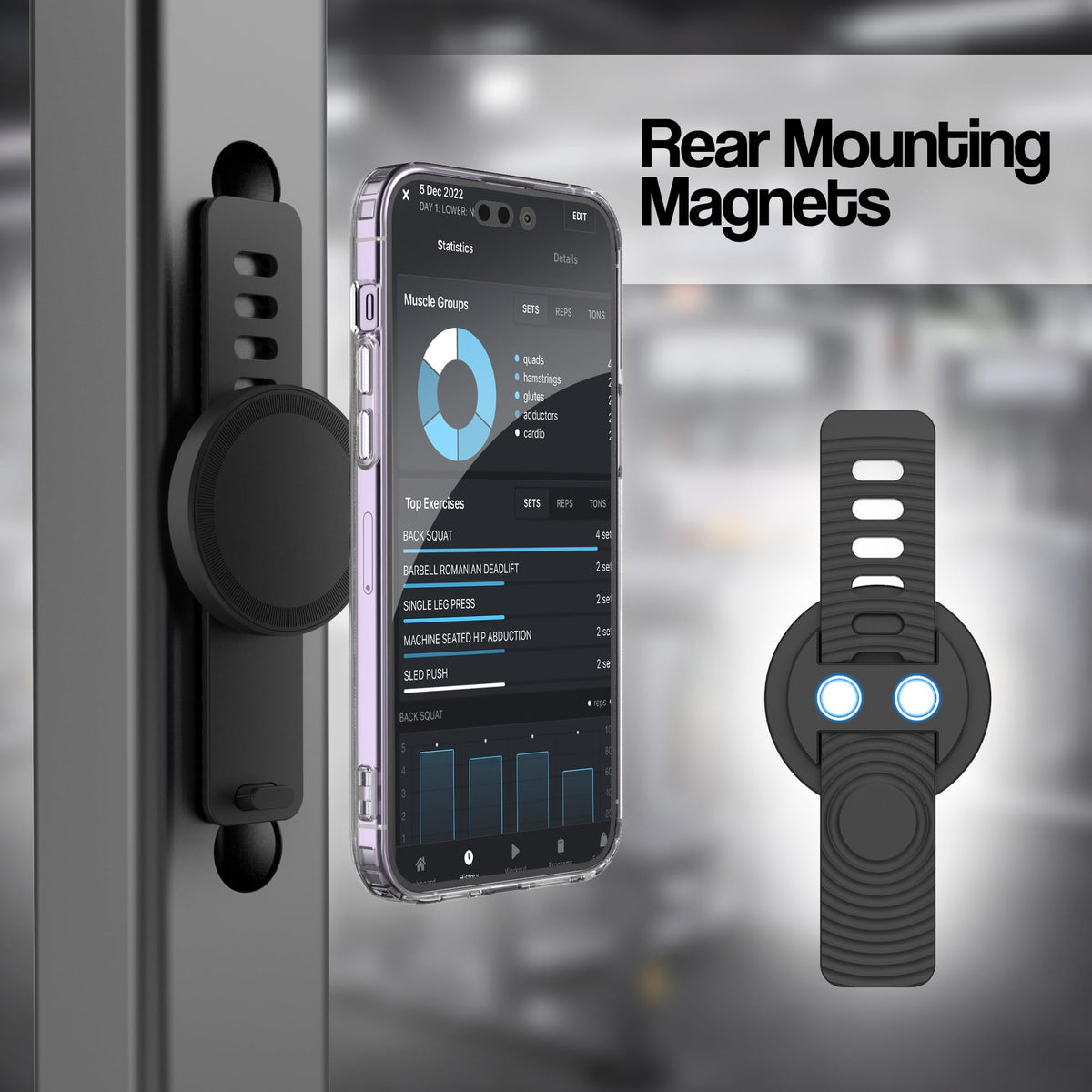 ENCASED Grip-X Magnetic Bar Mount, Compatible with MagSafe - Phone Holder for Gym, Home Fitness Bikes, Workout Equipment, Stroller and Cart Handlebars (iPhone 17, iPhone 16, 15, 14, 13 Series)