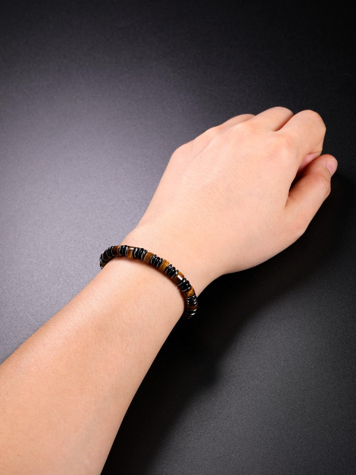 Top Plaza Triple Protection Bracelet for Men Tiger Eye Black Obsidian Hematite Bracelet Natural Handmade Gemstone Beaded Bracelets Balance Meditation Jewelry Christmas Gifts