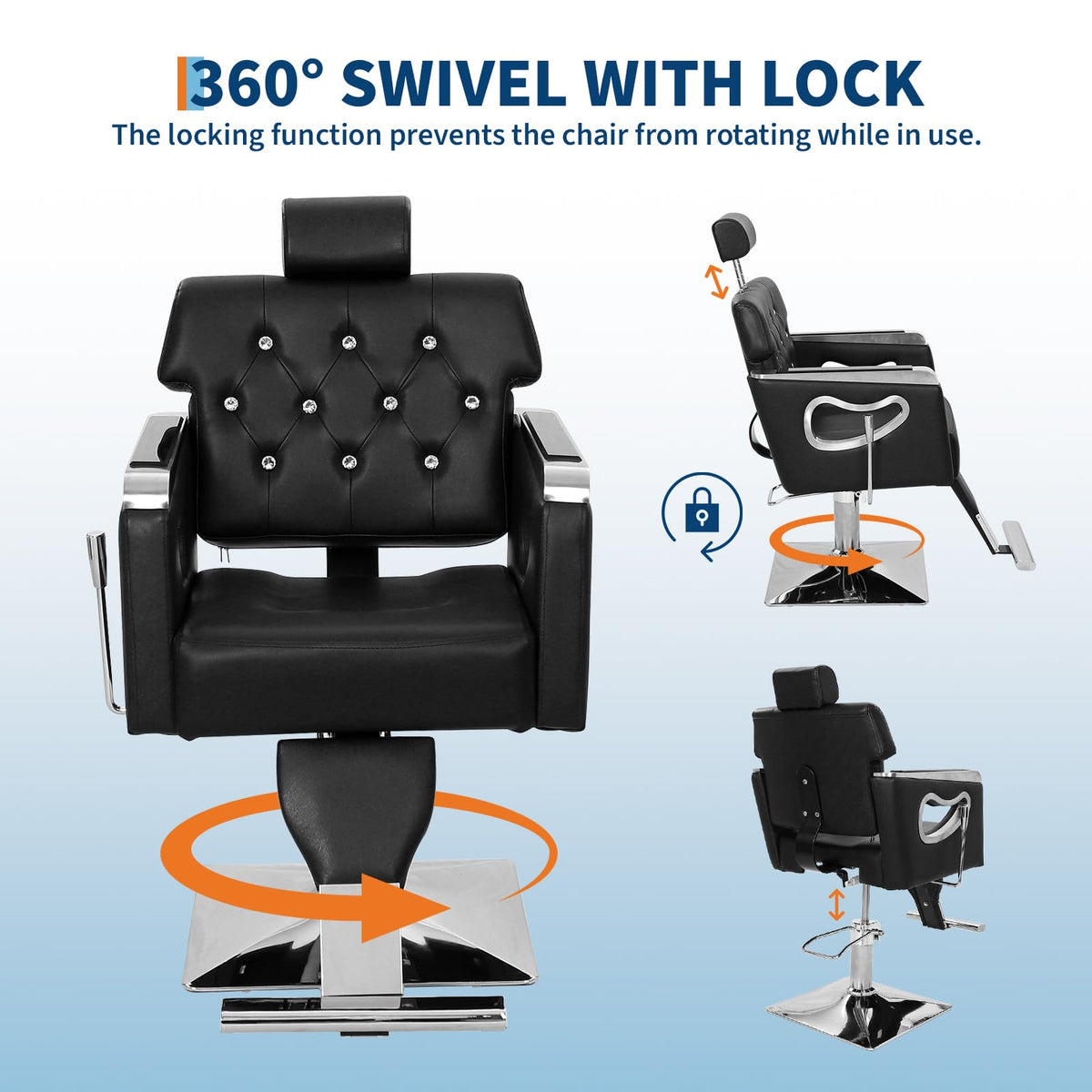 GAOMON Barber Chair, Salon Chairs for Hair Stylist Soft Leather, Hydraulic Pump Adjustable Height, 330 Lbs, 360° Swivel with Lock, for Salon Barbershop Hair Stylist Professional