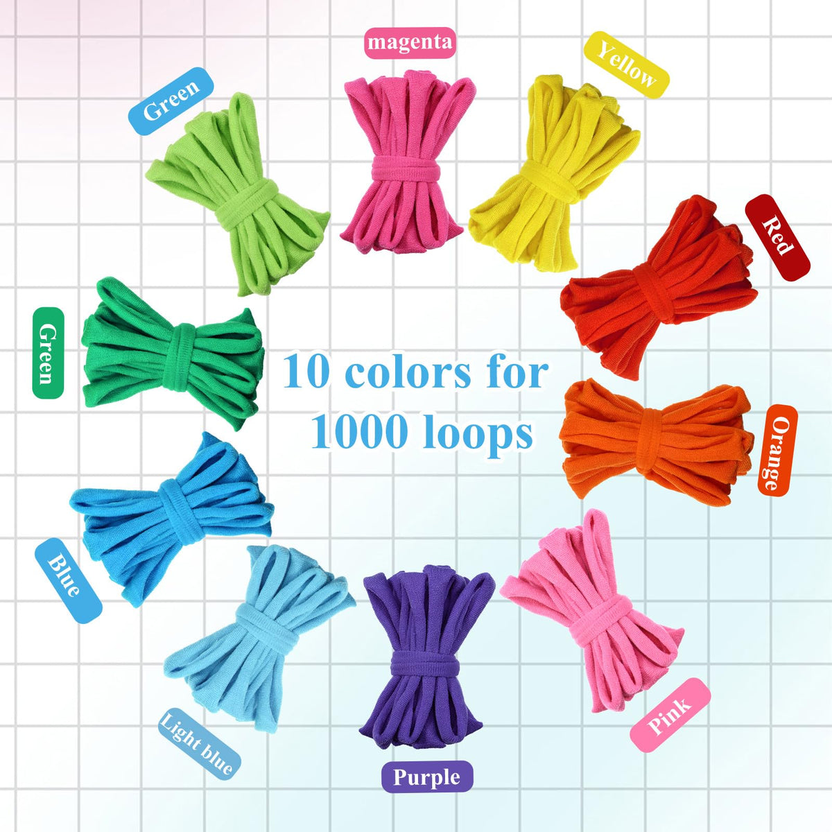 IANFAN 1000 Pcs Weaving Loom Refill Loops 10 Colors 6 Inch Durable Nylon Weaving Loom Bands Potholder Rainbow Refill Loops for Kids Adult DIY Knitting Craft Projects