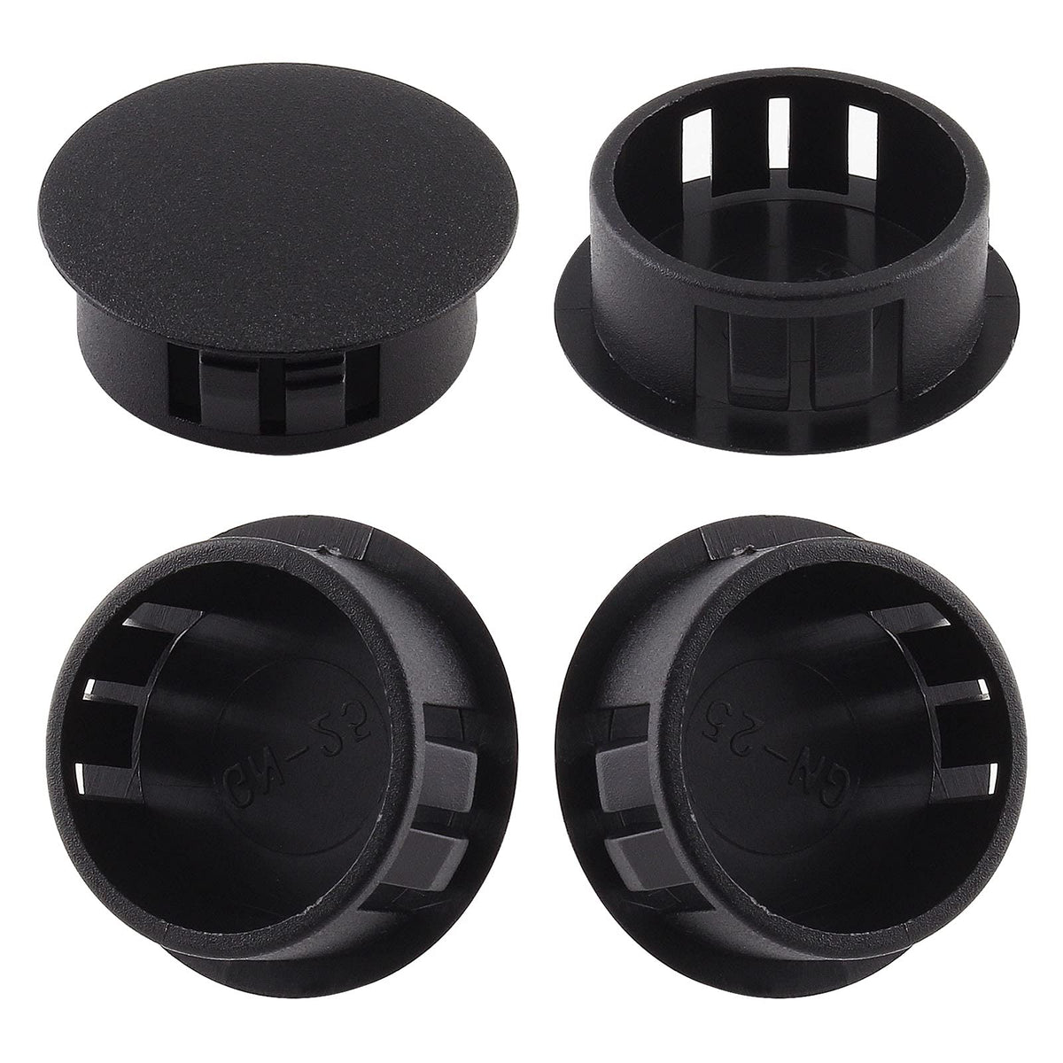 Jersvimc 25Pcs 3/4 Inch(19mm) Black Hole Plug Plastic Hole Cover, Round End Cap Flush Type Tube Insert, Pipe Post Panel Plug for Chair Furniture Glide Protectors