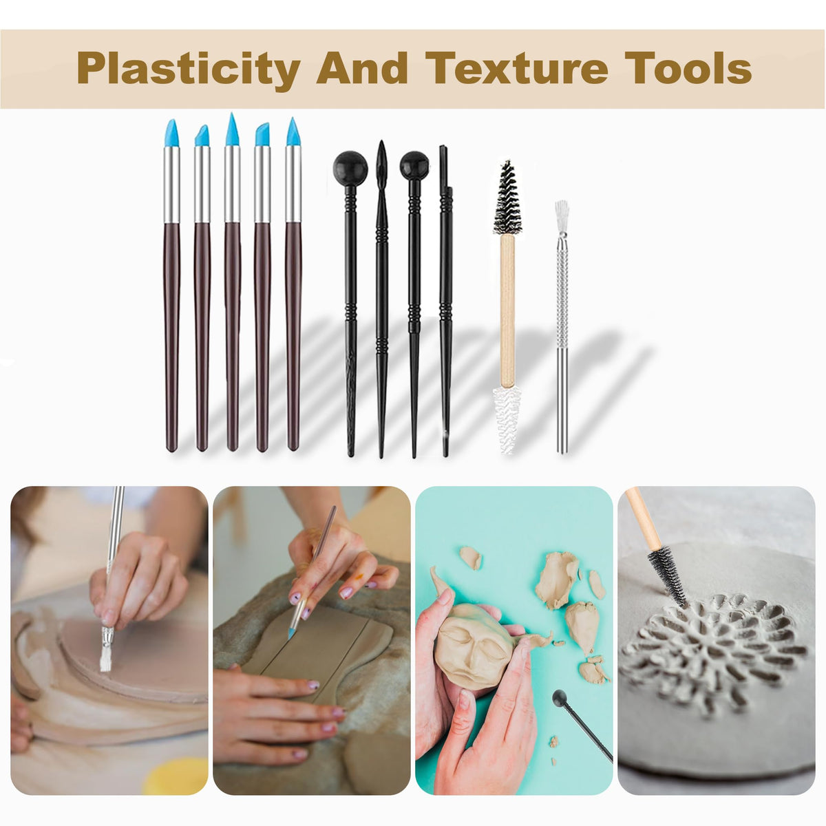 CeeVian Clay Tool Kit 40 PCS Clay Sculpting Tools Pottery Tools Pottery Tools for Sculpting for DIY Handcraft Modeling Clay Carving Tools Set for Beginners and Professional Art Crafts