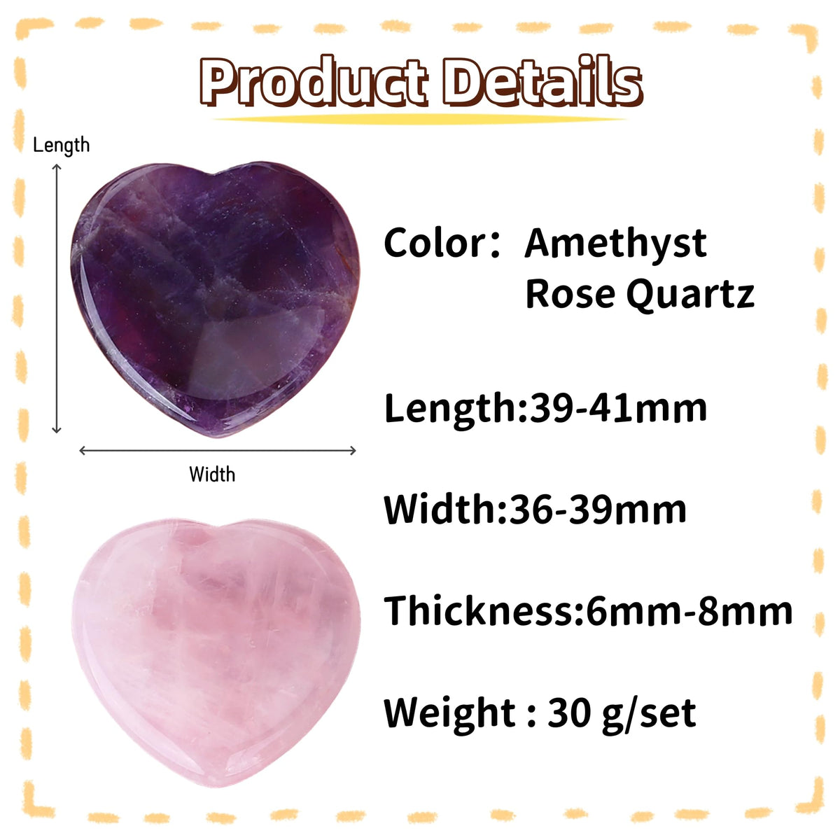 YATOJUZI 2PCS Thumb Worry Stone for Anxiety Healing Crystals Sets Amethyst Rose Quartz Heart Gemstone Pocket Stones Hand Carved Natural Crystal Stones Reiki Palm Stone for Meditation Gifts for Women