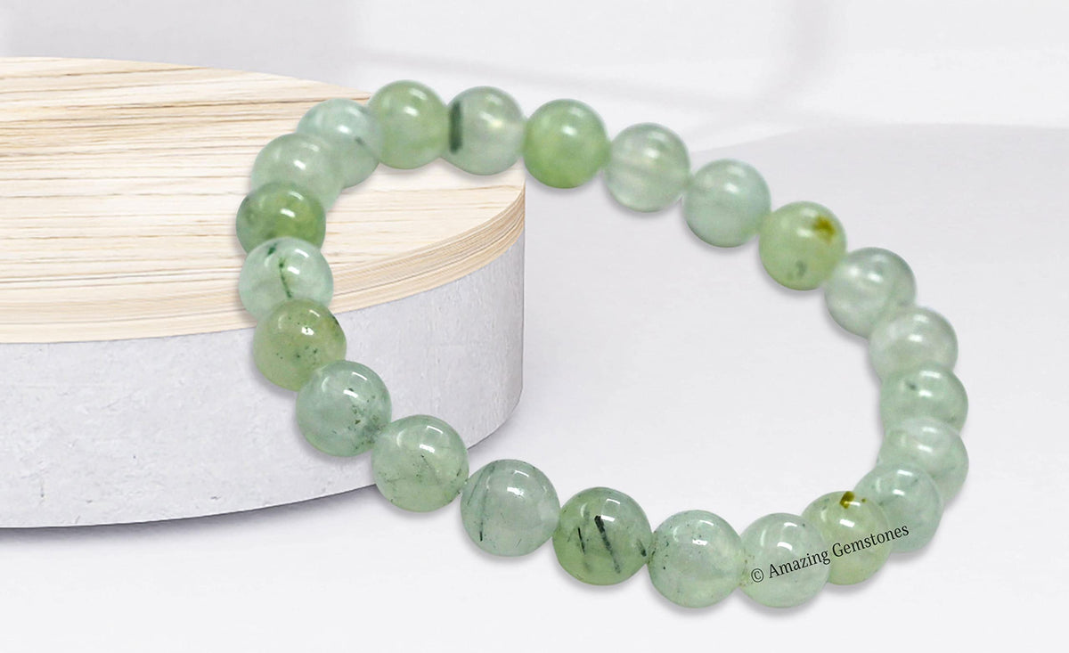 Amazing Gemstone Crystal Bracelet for Women Men's Gifts - Protection Healing Crystal Bracelet - 8mm Gemstone Beaded Stretchable Bracelet Pulseras Para Hombres Mujer Stocking Stuffers Mothers Day Gift (Prehnite)