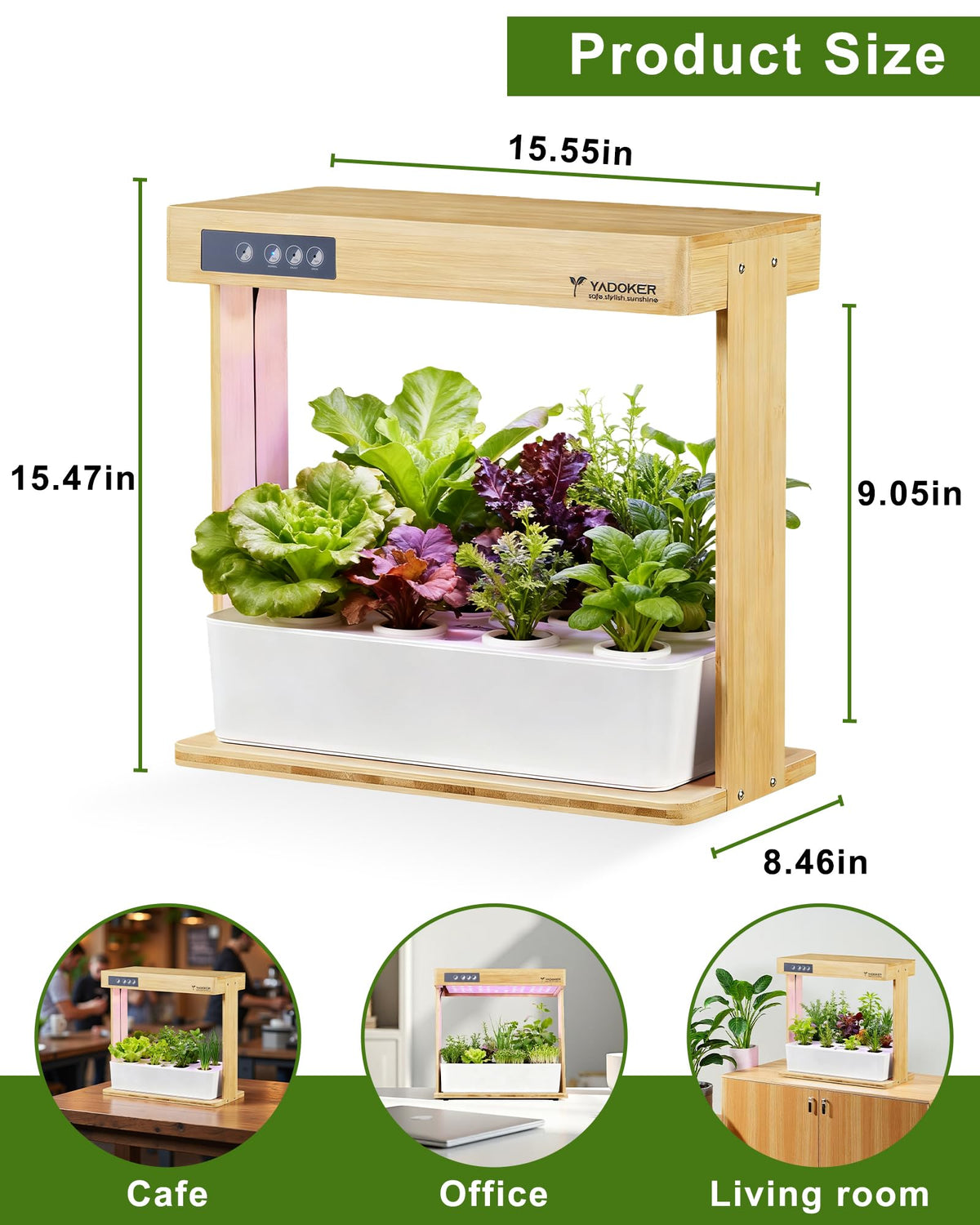 yadoker Indoor Hydroponic Garden System, 8 Pods Smart Growing Kit with LED Grow Light, Automatic Timer, Pump System & 3.5L Water Tank – Ideal for Herb Cultivation (No Seed)