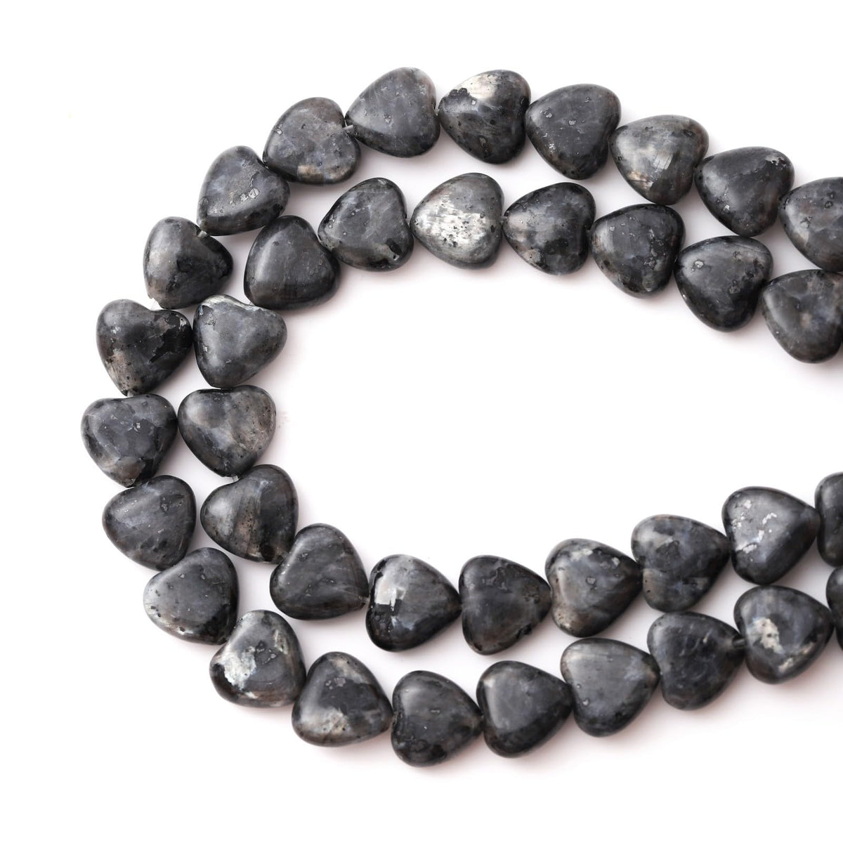 Natural Heart Shaped Black Labradorite Stone Beads 10mm Loose Crystal Healing Beads for DIY Necklace Bracelet Making Gemstone Craft Supplies
