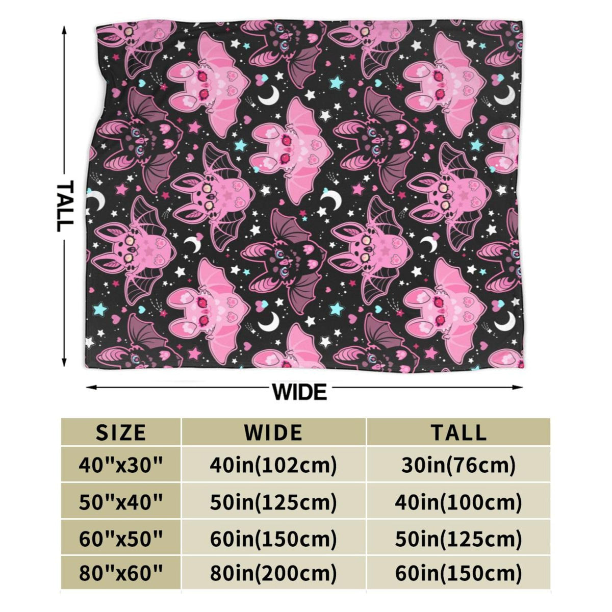 Pink Bat Throw Blanket Soft Fleece Blanket Men Women Gift for Kids Boys Girls for Party Couch Sofa Bed Deco Blankets 50"x40"