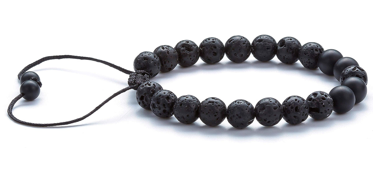 Hamoery Men Women 8mm Lava Rock Aromatherapy Anxiety Essential Oil Diffuser Bracelet Braided Rope Natural Stone Yoga Beads Bracelet Bangle(Set 3)
