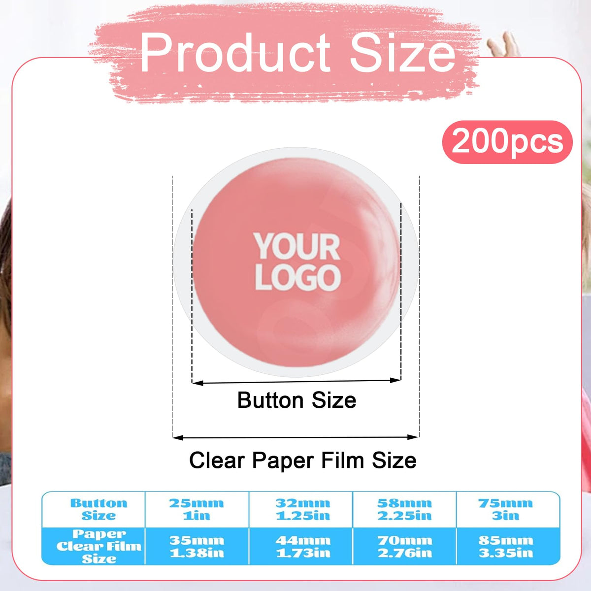 Loghohu 200 Pcs Clear Badge Film, 2.25 inch 58 mm Button Making Supplies Clear Circle Mylars Button Maker Supplies for DIY Arts Crafts Badge Buttons Protective Film