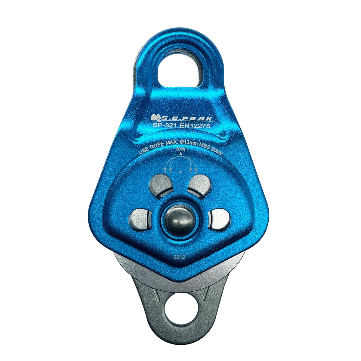 S.E.PEAK 30kN Upgraded Rescue Double Pulley Sheave with Swing Plate,CE High Strength Pulley for Backyard Zipline, Climbing, Rock Rescue Lifting, Hauling, Fit Rope up to 13 mm/Holds Up to 6750lbs,Blue