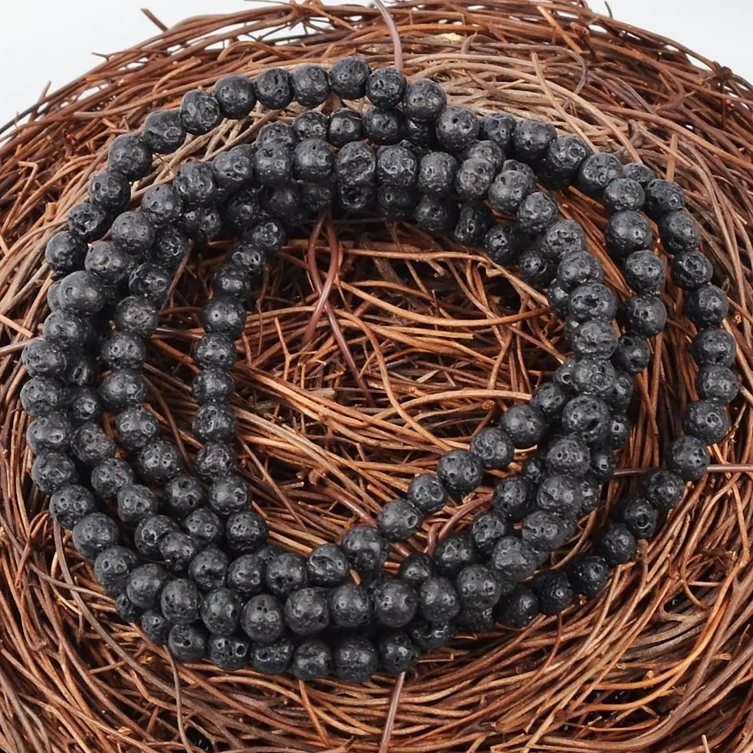 MASSIVE BEADS Black Lava - Stone of Calm - Handmade Yoga Stretch Elastic Bracelet Natural Stone Crystal Healing Power Energy Gifts for Unisex Adult 4mm