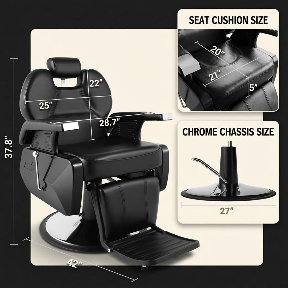 Artist hand Black All Purpose Hydraulic Recline Barber Chair Salon Beauty Styling Chair for Beauty Shop