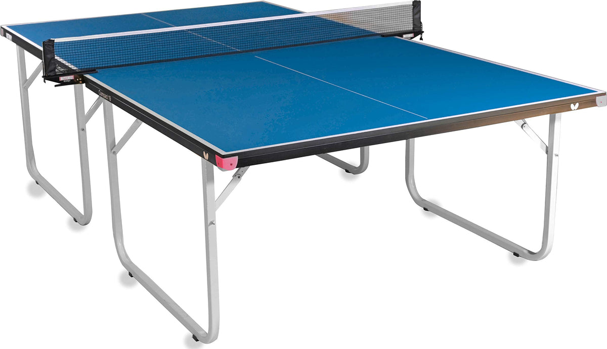 Butterfly Compact 19 Ping Pong Table - Foldable Table Tennis Table with Wheels - Regulation Size Ping Pong Table with Detachable Net Included - Ships Assembled