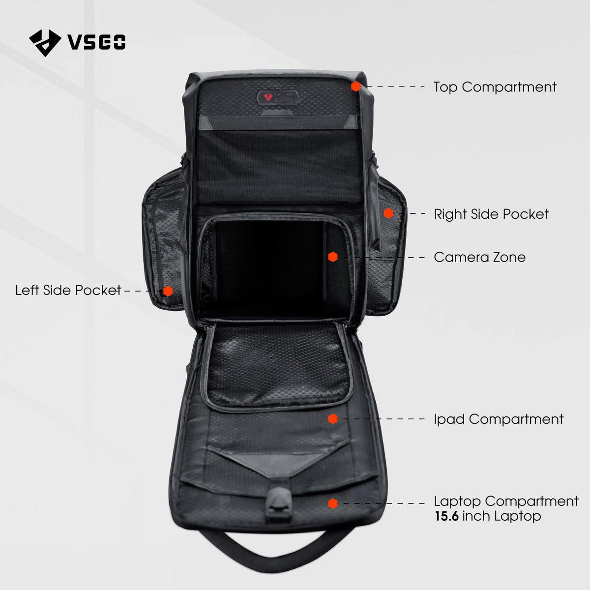 VSGO 20L Professional Camera Backpack for DSLR/SLR, Compatible with Sony Canon Nikon Cameras, DJI RSC2 Gimbals, Tripod, 15.6" Laptop, Lenses & Accessories – Waterproof TPU Canvas, Travel & Outdoor Use