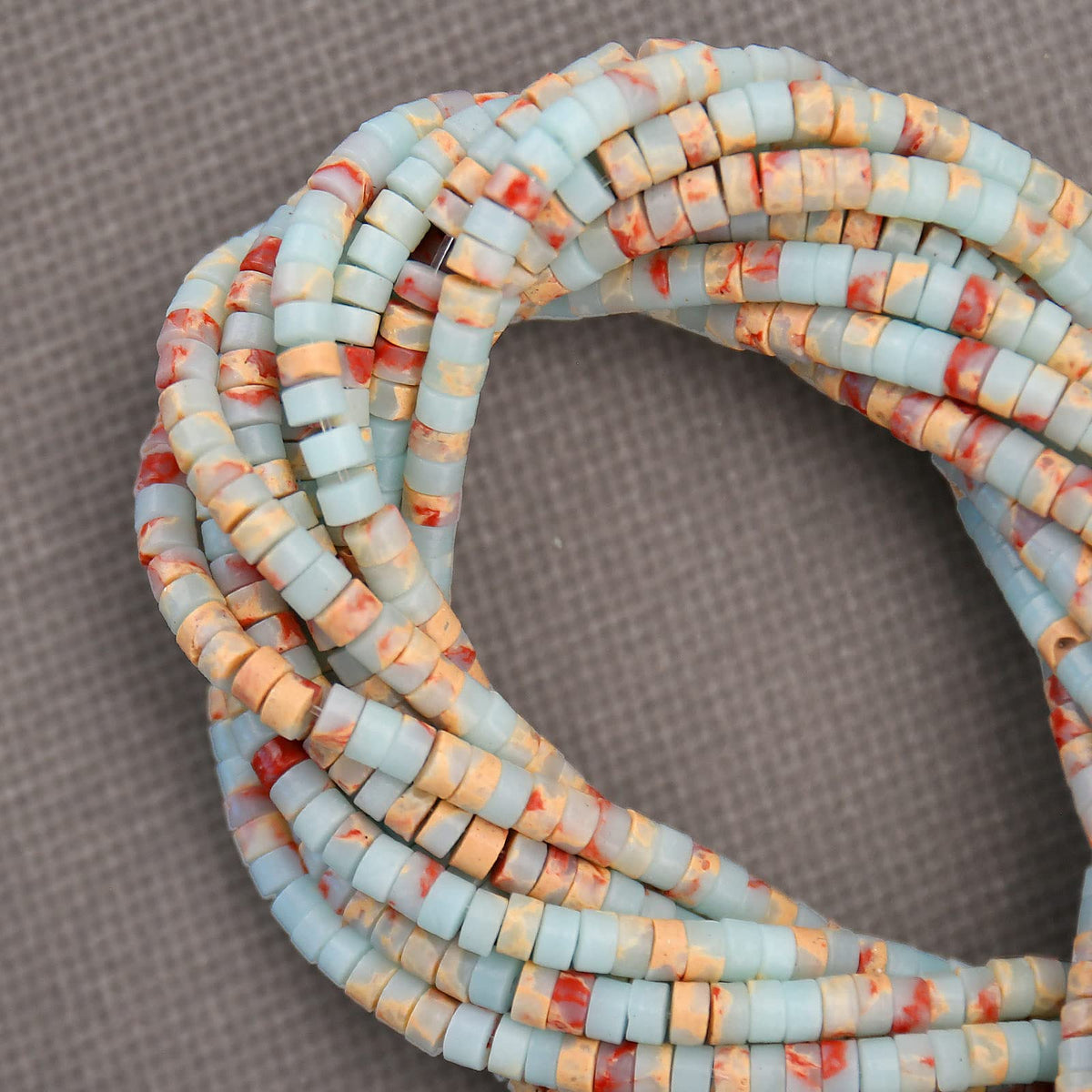 BONNY BOXX 150PCs Natural Snake Skin Imperial Jasper Spacer Beads, Loose Semi Precious Flat Round Gemstone Heishi Disc Stone Beads for Beading Jewelry Making 4mm*2mm