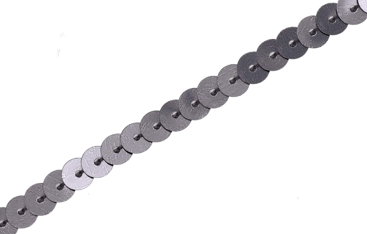 Mandala Crafts 100 Yards 6mm Gunmetal Sequins Strips on a Roll - Flat Paillettes Trim Ribbon Sequins String Spool by the Yard for Sewing, Crafts, Embellishments, and Decorations