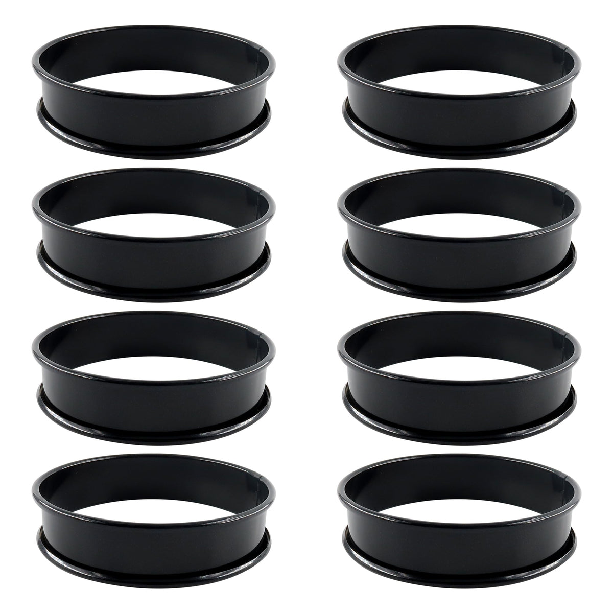 LVYKING 8Pcs Crumpet Rings English Muffin Rings, 3.75 Inch Stainless Steel Nonstick Egg Tart Rings, Round Cake Mold for Food Making, Black