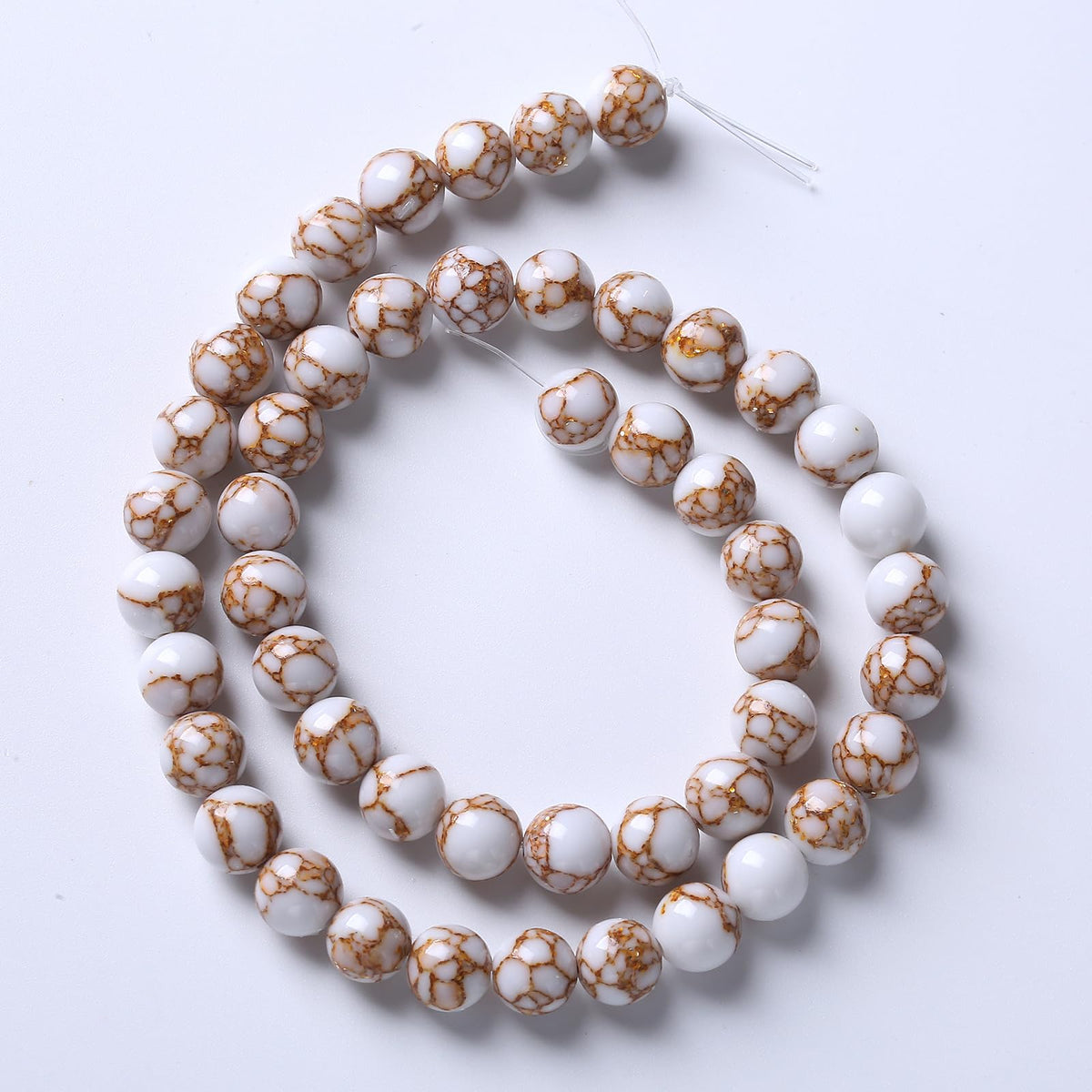45pcs 8mm White Howlite Spun Gold Stone Beads for Jewelry Making Natural Stone Energy Healing Beads DIY Bracelet Necklace 15" (8mm, White Howlite Spun Gold Stone)