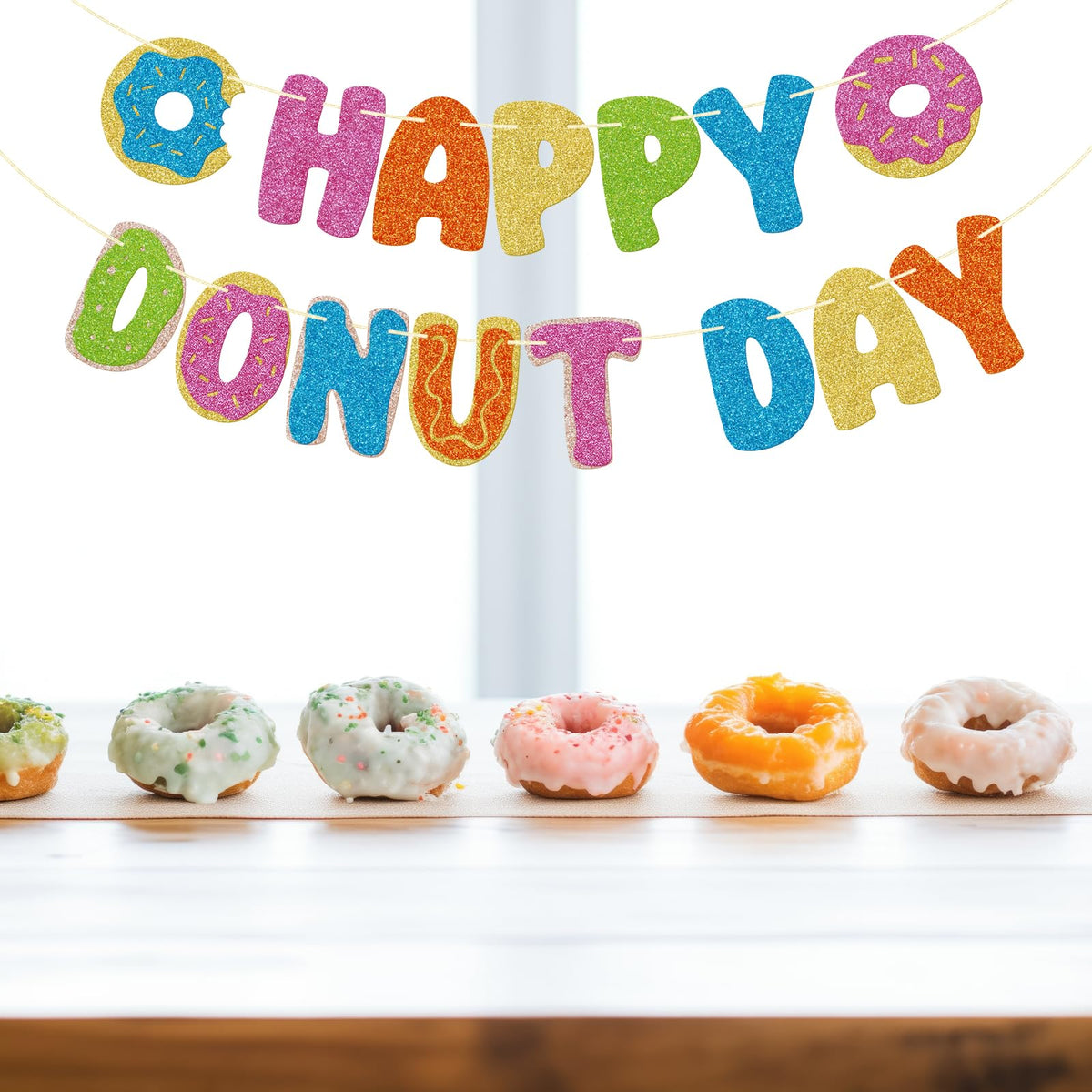 Happy Donut Day Banner, Pre-Strung