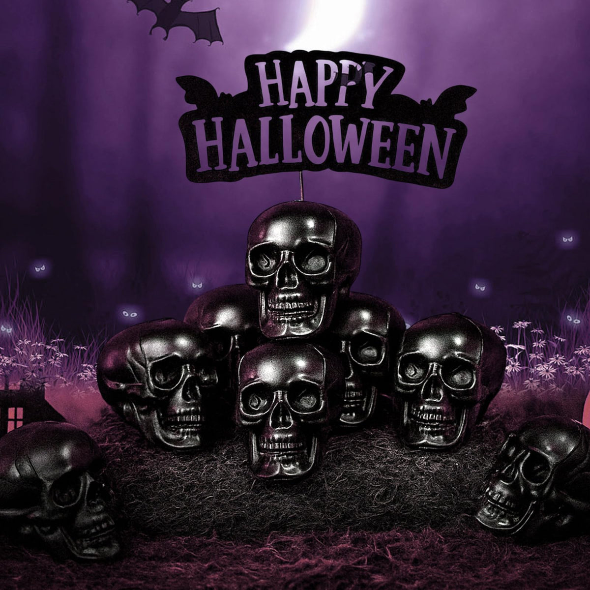 Yalikop 9 Pcs Halloween Skull Figurine 2.4 Inch Skeleton Head Table Decor Figurines Skulls Heads Halloween Prank Props for DIY Crafts Home Decoration Party Favors Gift Filling Ornament