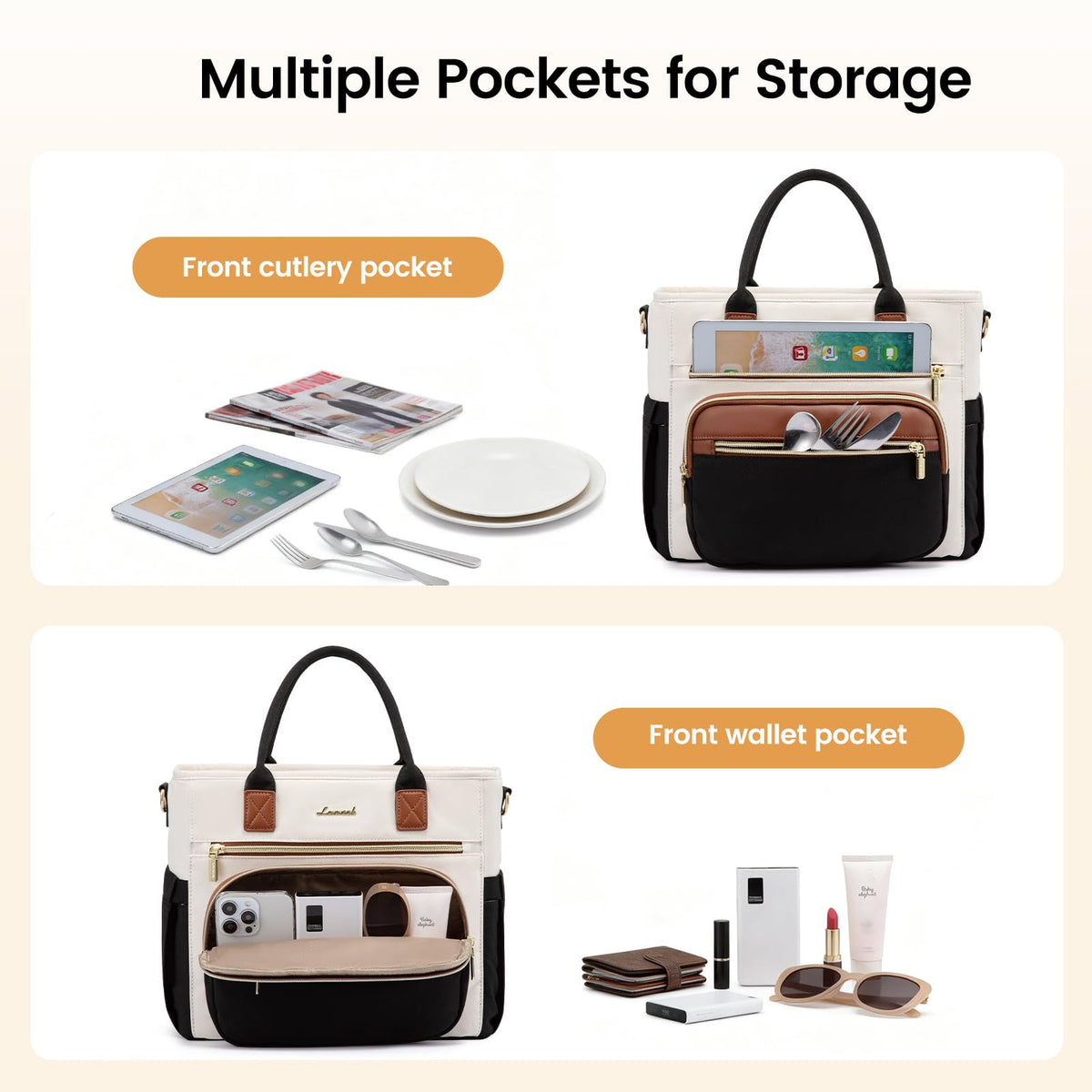 LOVEVOOK Insulated Lunch Bag Women,Wide Opening Adult Lunch Box Women,Large Leakproof Cooler Bag for Work Picnic Beach Family College,Lunch Teacher Tote Bag with Adjustable Shoulder Strap Cup Holder