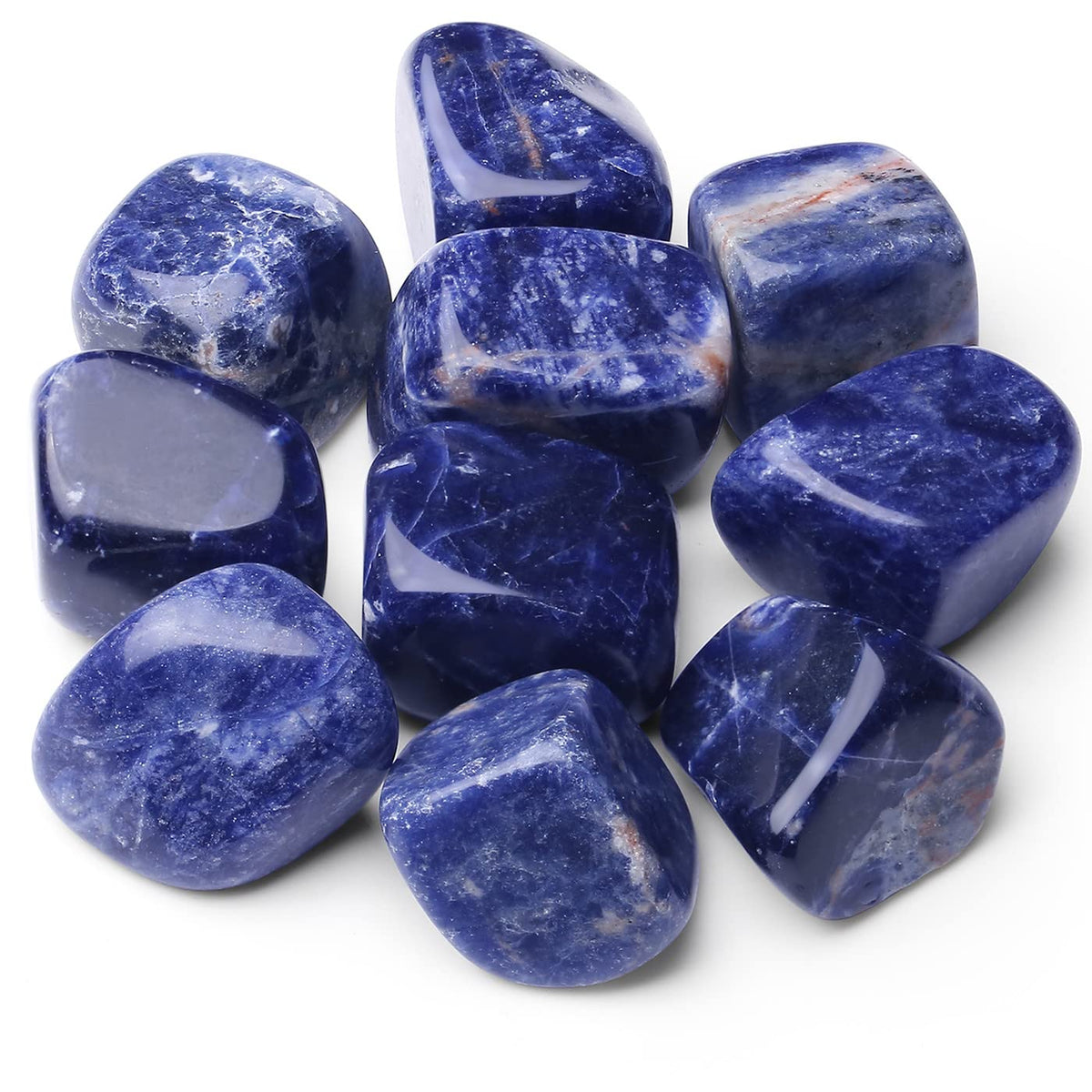 QINJIEJIE Bleu Sodalite Crystals Brazilian Polished Stone 0.6-1" Natural Irregular Stone Tumbled Reiki Healing Crystal for Succulents Plants Vase Filler Decoration Bulk 0.45 LBS