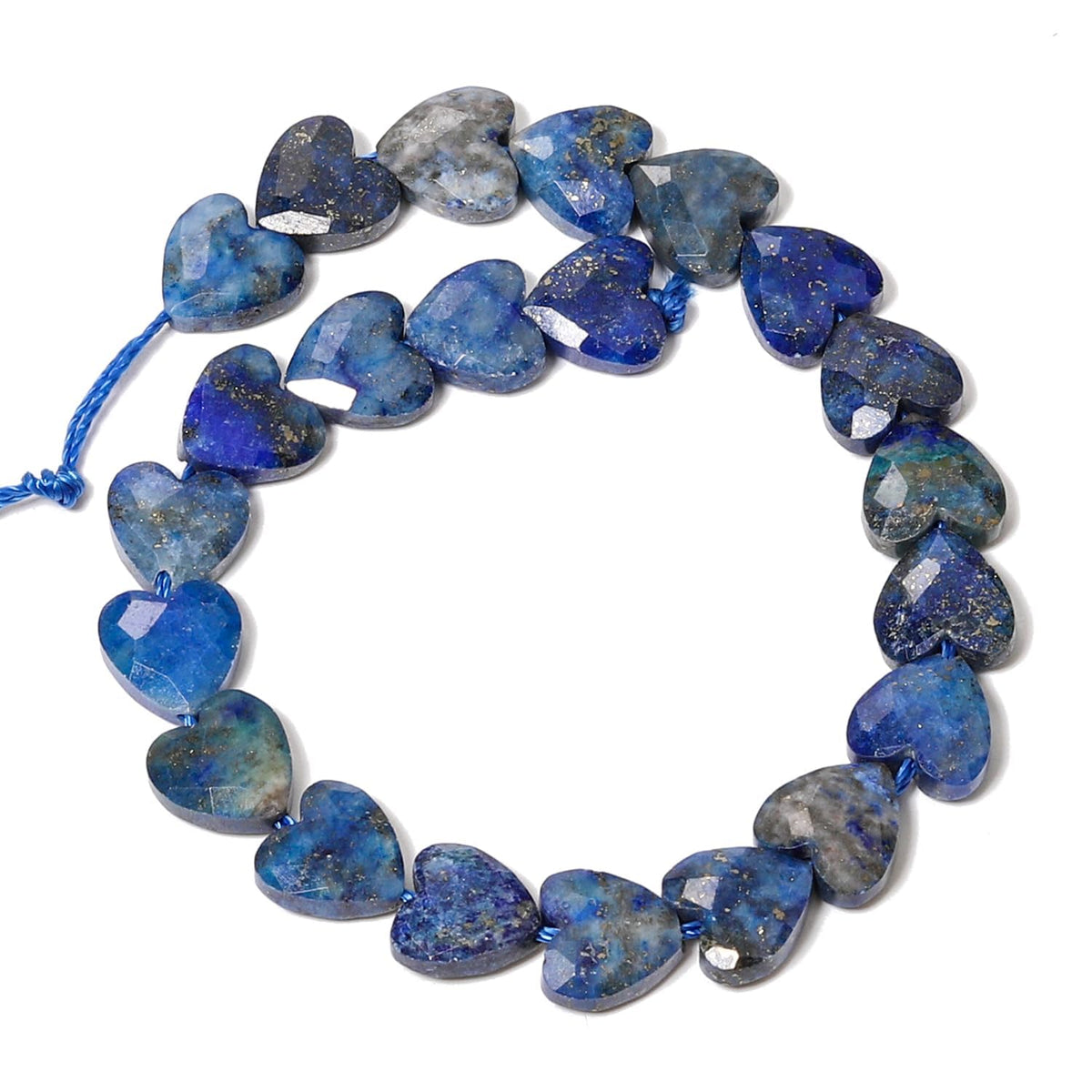 Nitopupu 22pcs Faceted Heart Stone Beads Natural Lapis Lazuli Bead 8mm Crystals and Healing Stones for Jewelry Making Supplies,Friendship Bracelet Kit,Love Gifts