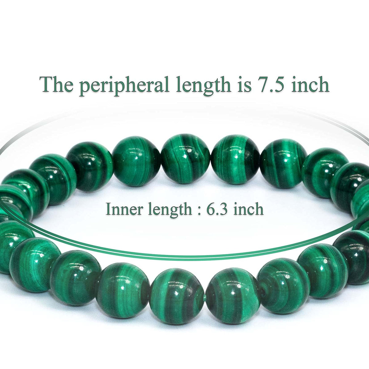 DAZCOLO 8mm Natural Gemstone Stretch Bracelet, Handmade Unisex Crystal Bracelets for Meditation, Yoga, Spiritual Healing & Positive Energy (Malachite)