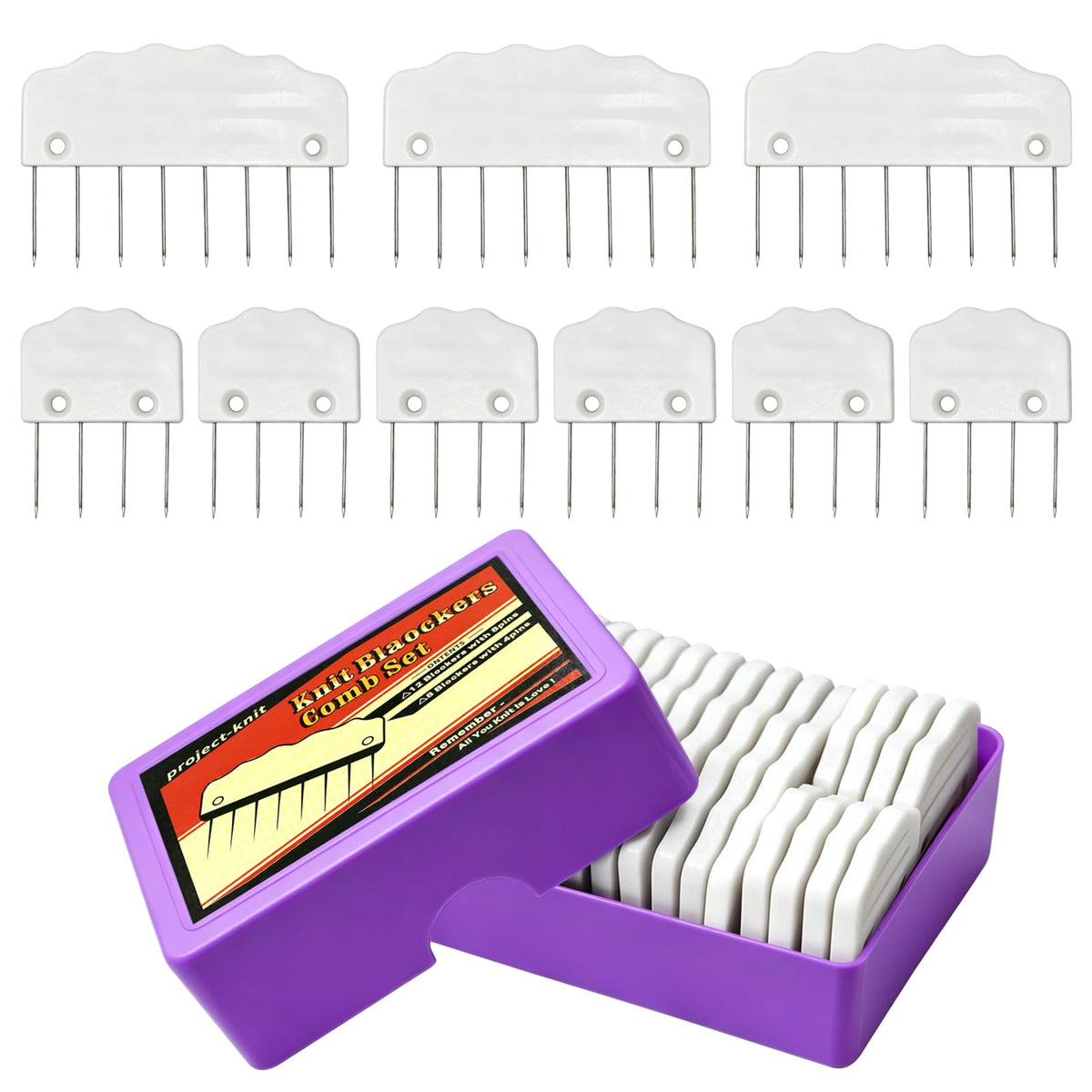 20PCS Knit Blocking Pins Kit, Knit Blocking Combs for Blocking Knitting Mats Crochet Lace Sewing & Needlework Projects Sewing Tool Device