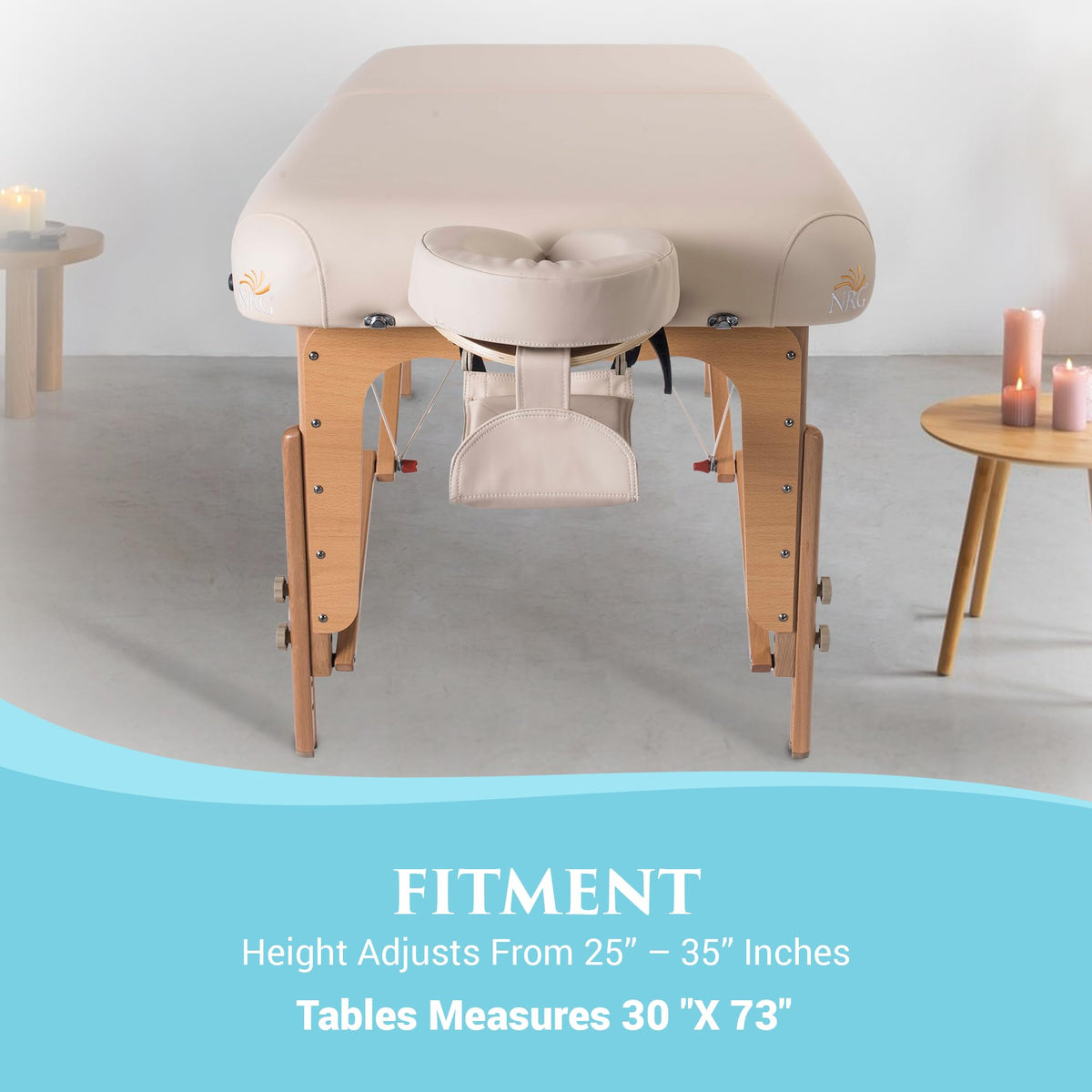 NRG Vedalux Portable Massage Table Package | Vanilla Cream | Folding Lightweight Massage Bed | Professional Spa Table with Face Cradle, Hanging Armrest & Carrying Case