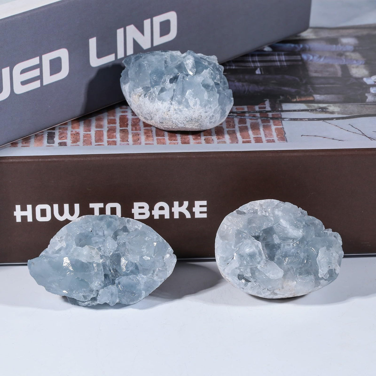 Rockcloud Natural Raw Blue Celestite Mineral Healing Crystal Cluster Geode Irregular Home Decoration Gemstone Specimen, 0.11-0.22 lb