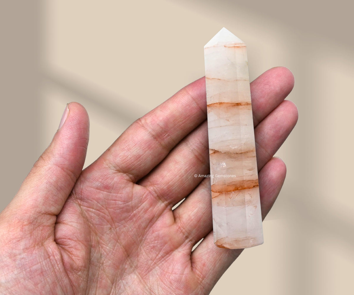 Amazing Gemstone Red Hematoid Quartz Crystal Towers - Natural Healing Crystal Point Obelisk for Reiki Healing and Crystal Grid (3" to 4" INCH)